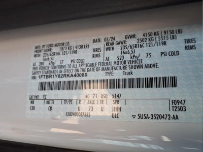 2024 Ford Transit T-250 130" Low Rf 9070 GVWR RWD